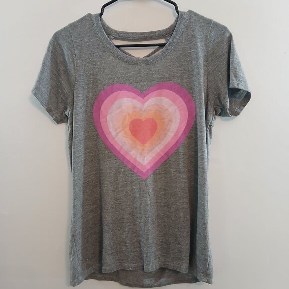 Chaser Women's Heart Graphic Tee With Open Back Size Medium - Picture 1 of 8